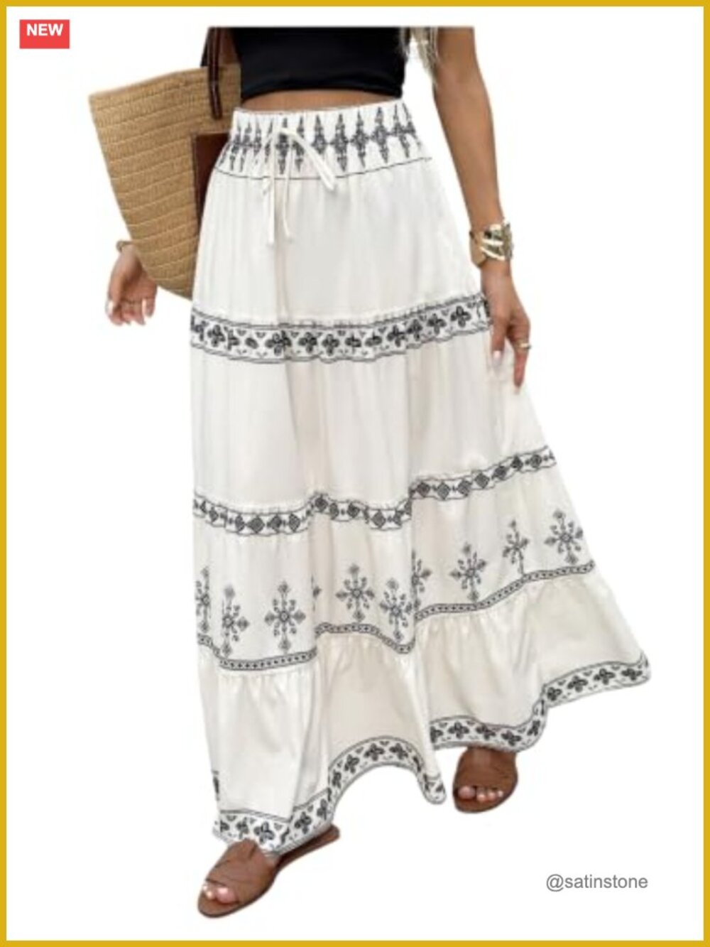 Verdusa Women's Boho Maxi Skirt A-Line Flowy High Waisted Party Vacation Outfit
